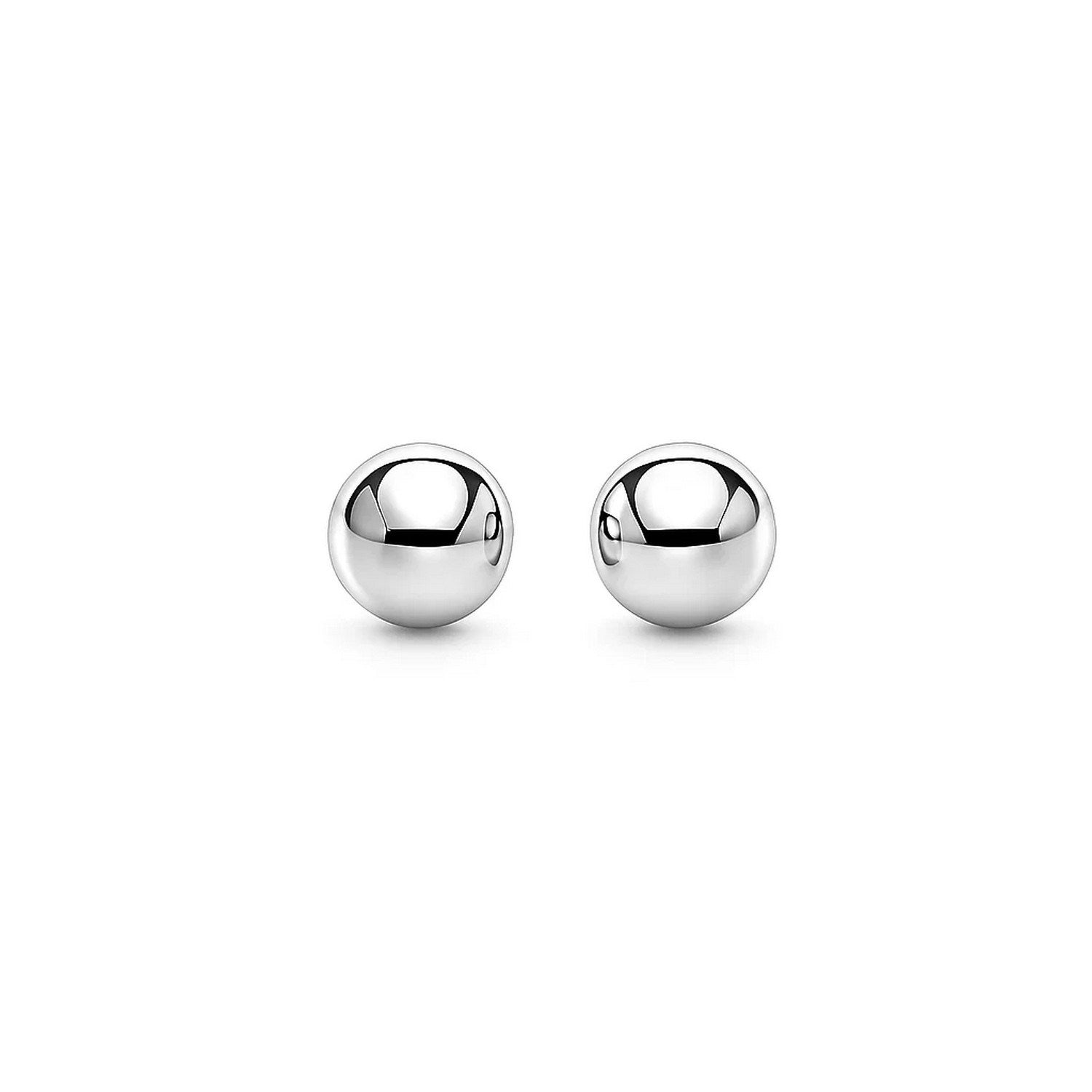 14k White Gold Spherical Stud Earrings (3mm) in a sleek high-contrast midnight luxury editorial style